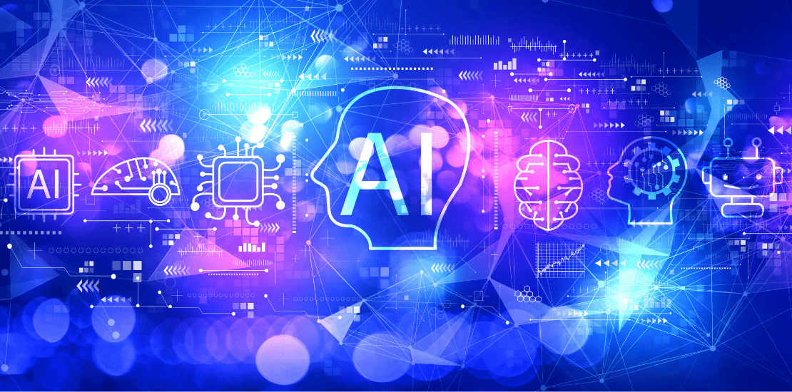 ai in colorful futuristic background
