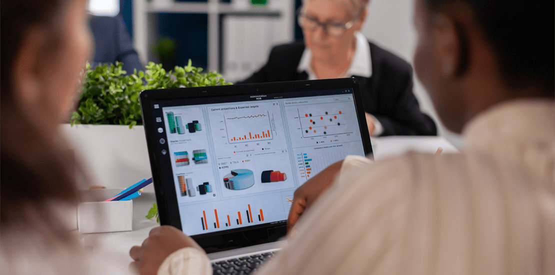 focused executive managers working on annual financials