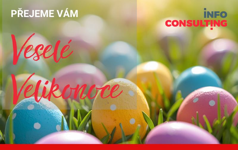 Tým InfoConsulting přeje všem svým obchodním partnerům, zákazníkům a zaměstnancům klidné, radostné a prožité velikonoční svátky. Děkujeme za vaši projevovanou důvěru, která nás neustále motivuje k poskytování prvotřídních služeb v oblasti digitální transformace a implementace podnikových systémů. Věříme, že tyto jarní dny plné pohody vám přinesou novou energii, inspiraci a optimismus do realizace všech vašich nadcházejících osobních i ambiciózních firemních projektů.