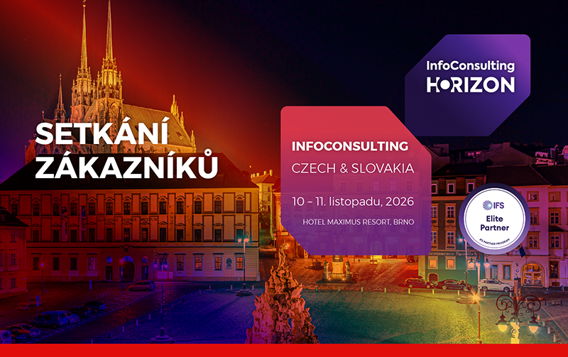 Zjistěte více o Setkání zákazníků InfoConsulting Czech & Slovakia 2026 – odborné akci zaměřené na podnikové technologie, digitální transformaci, inovace a praktické zkušenosti našich zákazníků a partnerů. Letos nově zařazeno do série mezinárodních eventů, nazvaných InfoConsulting Horizon. Seznamte se s programem, partnery a tématy letošního ročníku.
