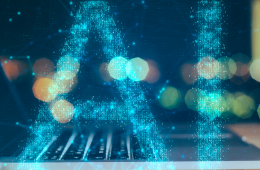 close up of notebook with abstract ai hologram on